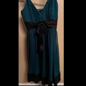 Elegant Teal and Black Dress